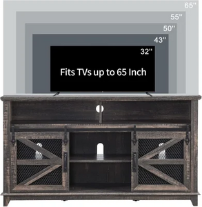 TV Stand for 65+ Inch TV, Industrial & Farmhouse Media Entertainment Center W/Sliding Barn Door, Rustic TV Console Cabinet W/Adjustable Shelves for Living Room